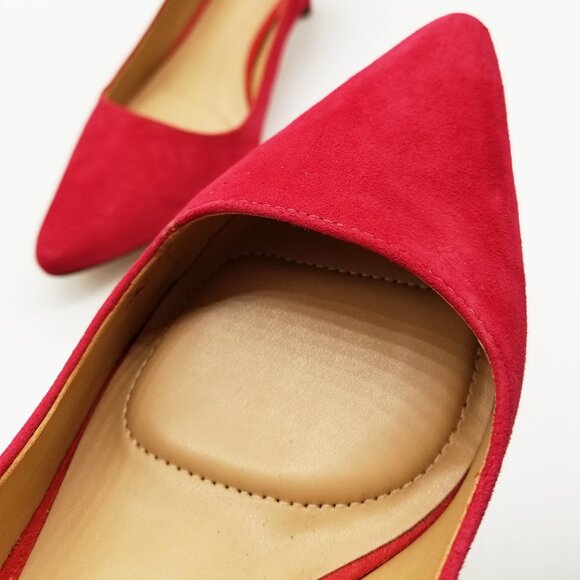 Naturalizer Pippa Suede Pumps 6.5M Red Pointy Toe Kitten Heel Comfort Cushion - Picture 13 of 16